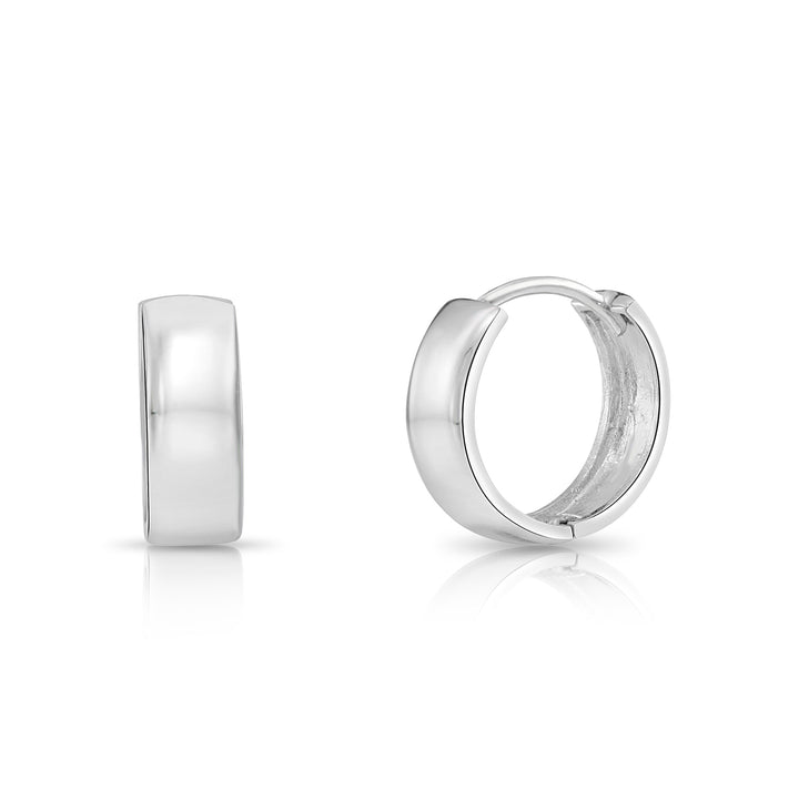 925 Sterling Silver Classic Wide Huggie Hoops Earrings