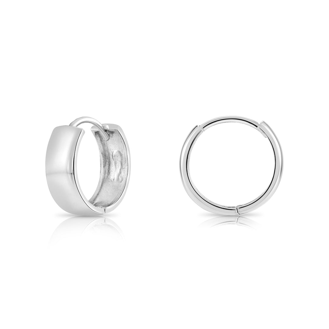 925 Sterling Silver Classic Wide Huggie Hoops Earrings