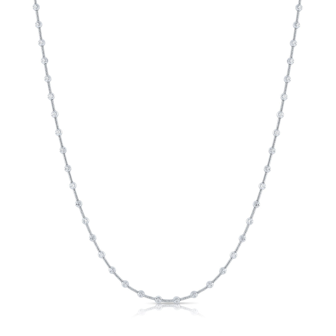 925 Sterling Silver Diamond-Cut Beaded Moon Chain