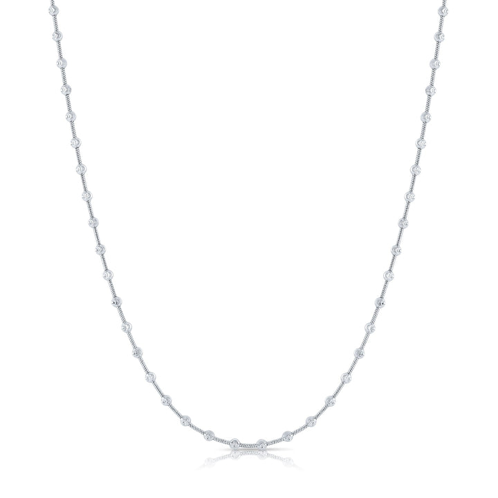 925 Sterling Silver Diamond-Cut Beaded Moon Chain