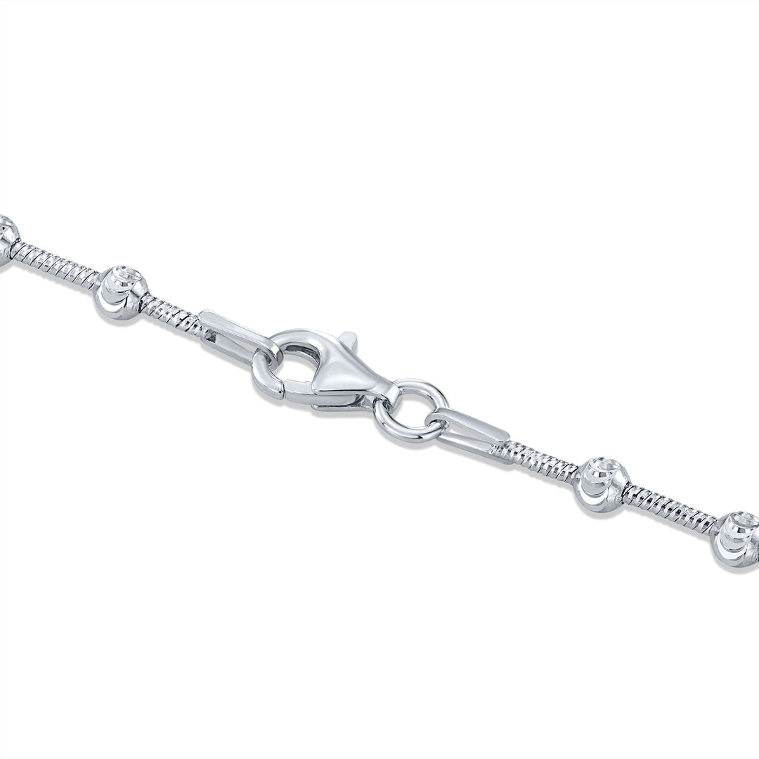 925 Sterling Silver Diamond-Cut Beaded Moon Chain