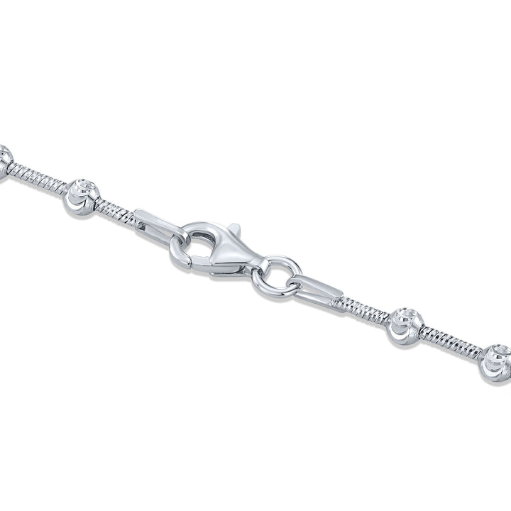 925 Sterling Silver Diamond-Cut Beaded Moon Chain