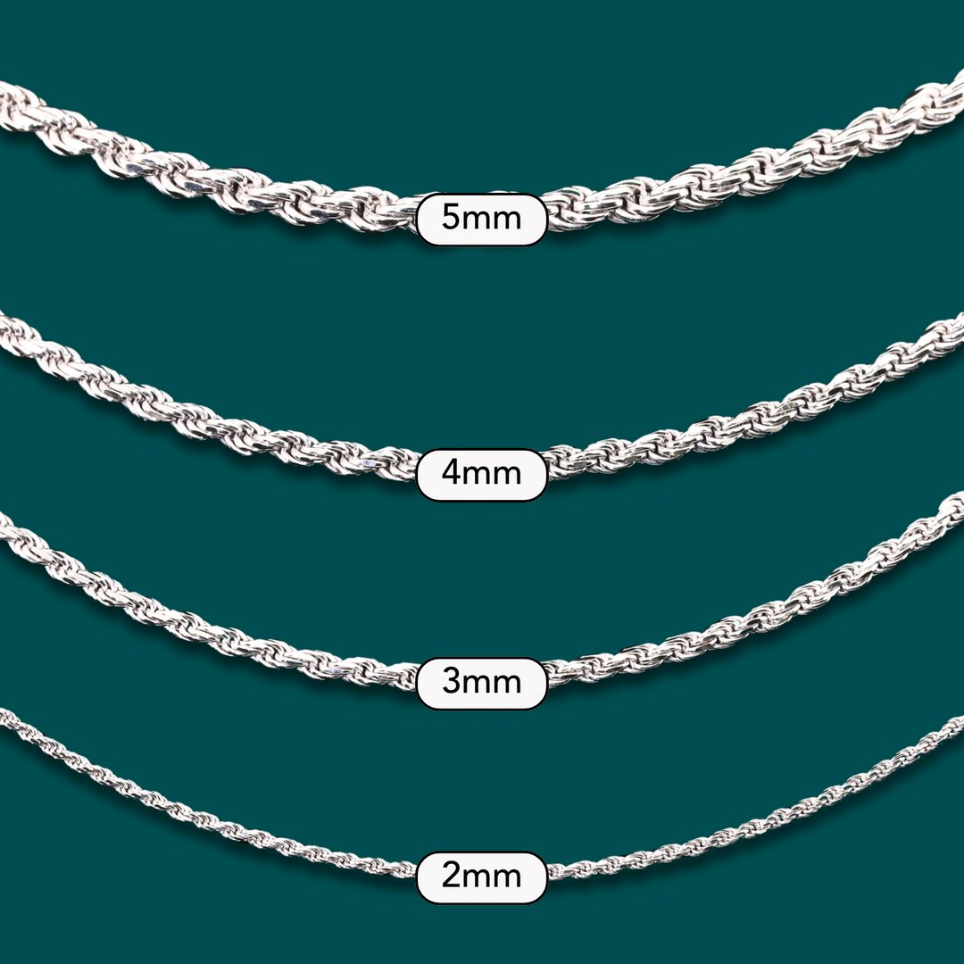925 Solid Sterling Silver Rope Bracelet