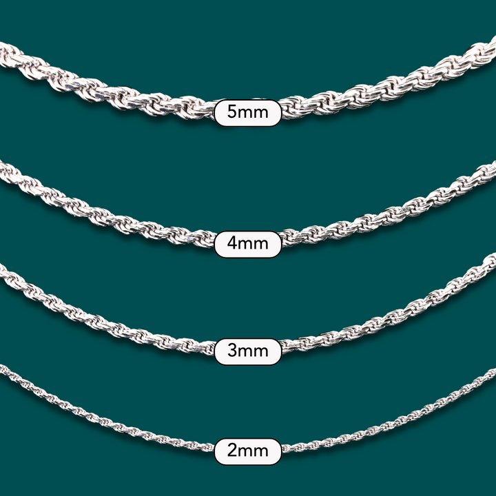 925 Solid Sterling Silver Rope Bracelet