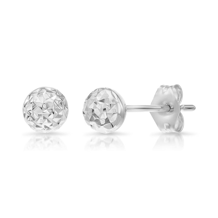 14K Solid Gold Fancy Diamond-cut Ball Earrings - Pushback-FDCB-YG
