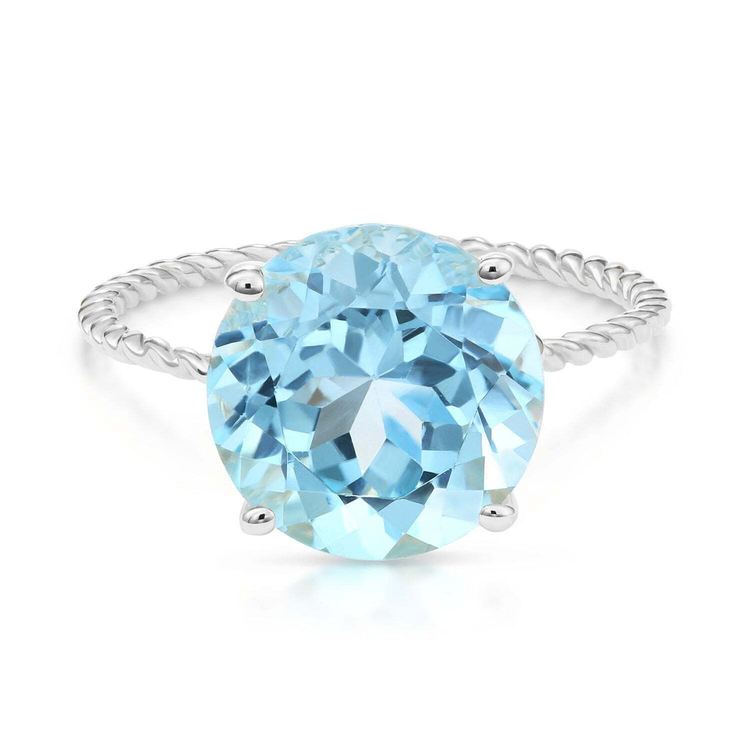 925 Sterling Silver 5ct Sky Blue Topaz Rope Accent Ring - 12MM