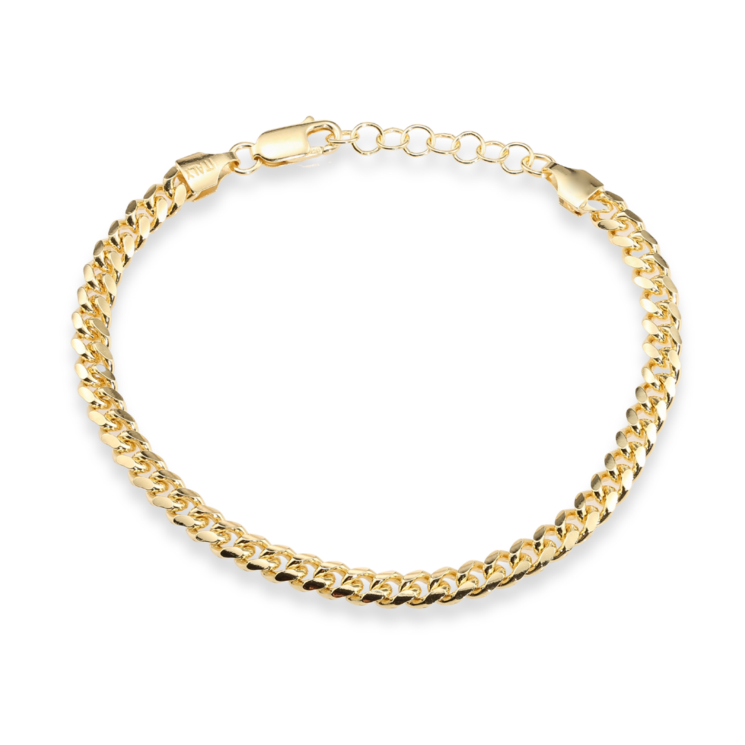 925 Sterling Silver Gold Plated Cuban Chain & Bracelet