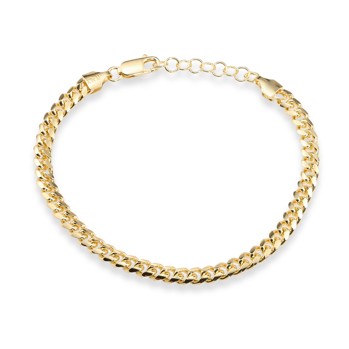 925 Sterling Silver Gold Plated Cuban Chain & Bracelet