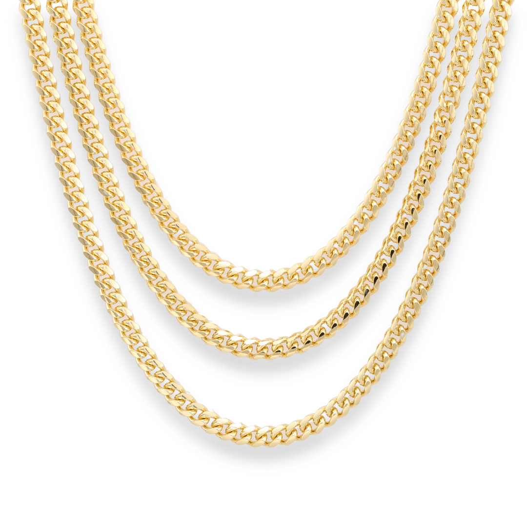925 Sterling Silver Gold Plated Cuban Chain & Bracelet