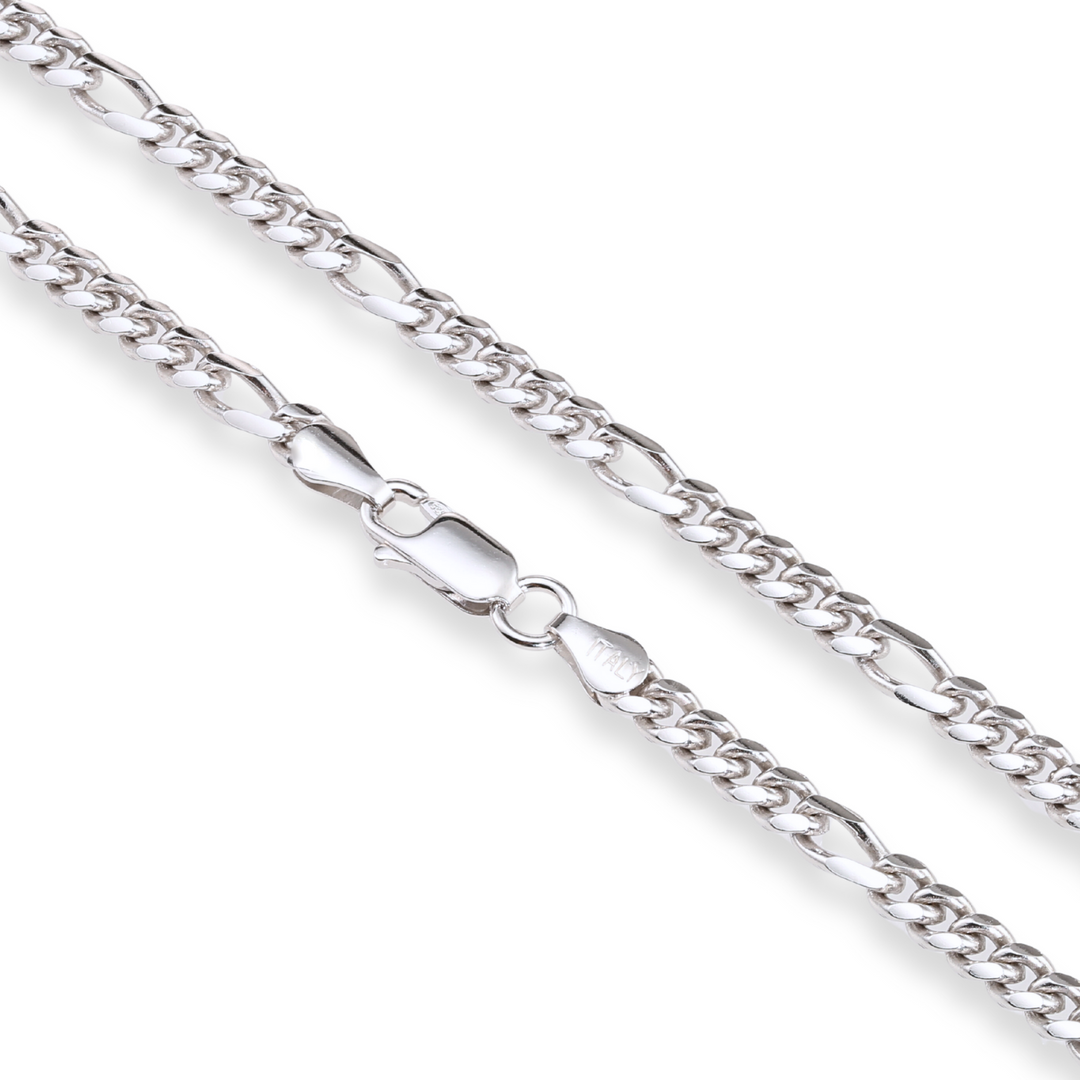 925 Sterling Silver Figaro Chain and Bracelet