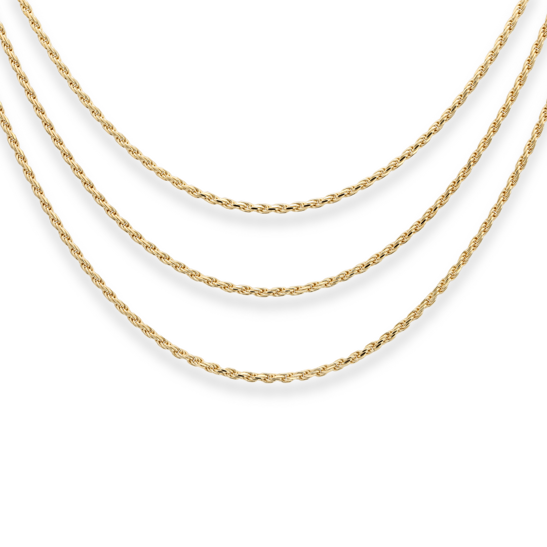Lightweight 14K Yellow Gold Rope Chain and Bracelet