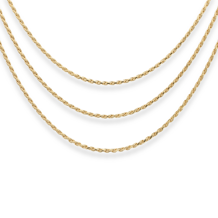 Lightweight 14K Yellow Gold Rope Chain and Bracelet