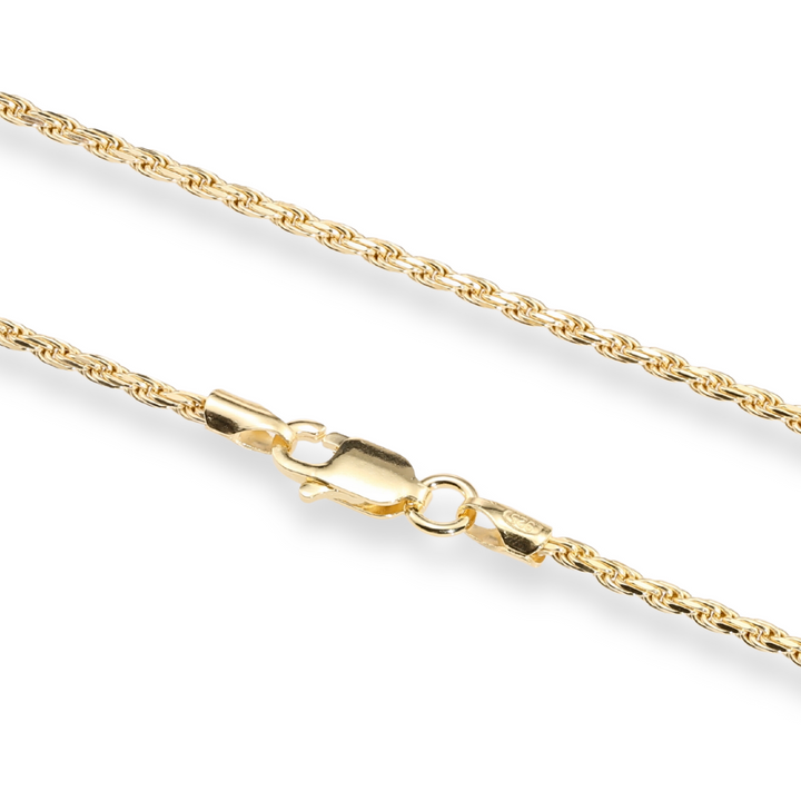 925 Sterling Silver Rope Chain - Gold Plated