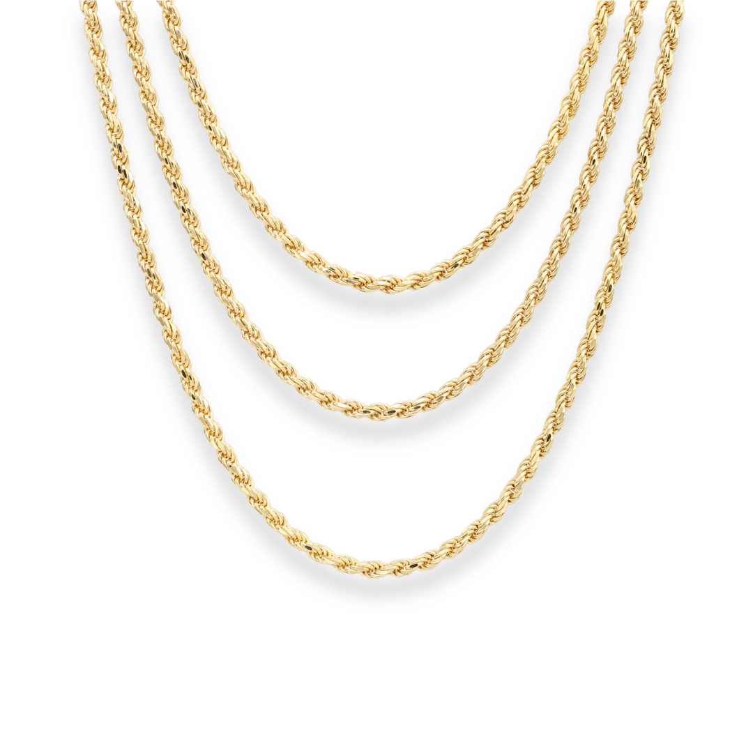 925 Sterling Silver Rope Chain - Gold Plated