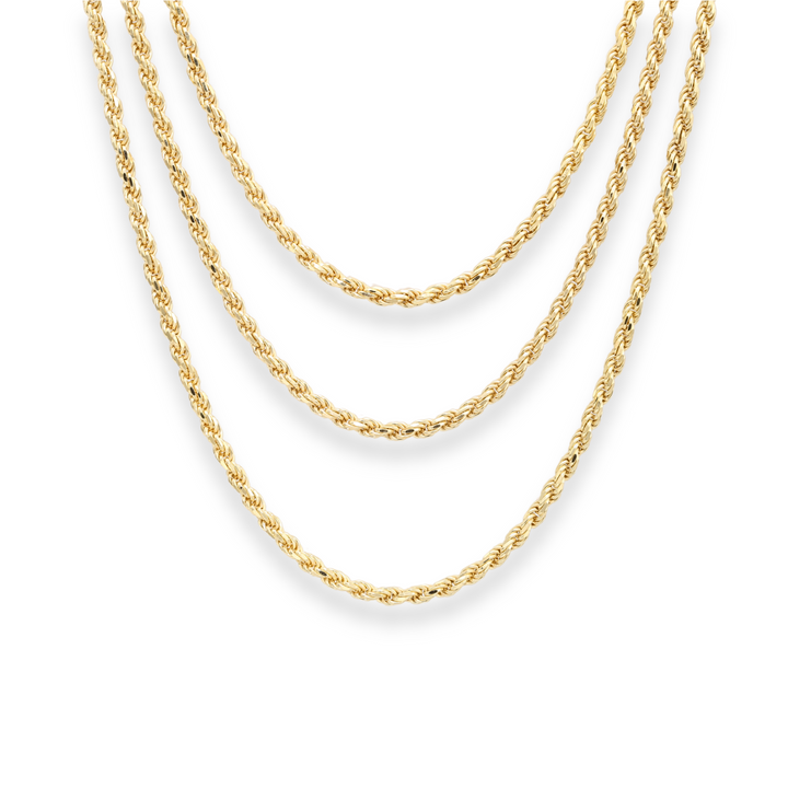 Lightweight 14K Yellow Gold Rope Chain and Bracelet