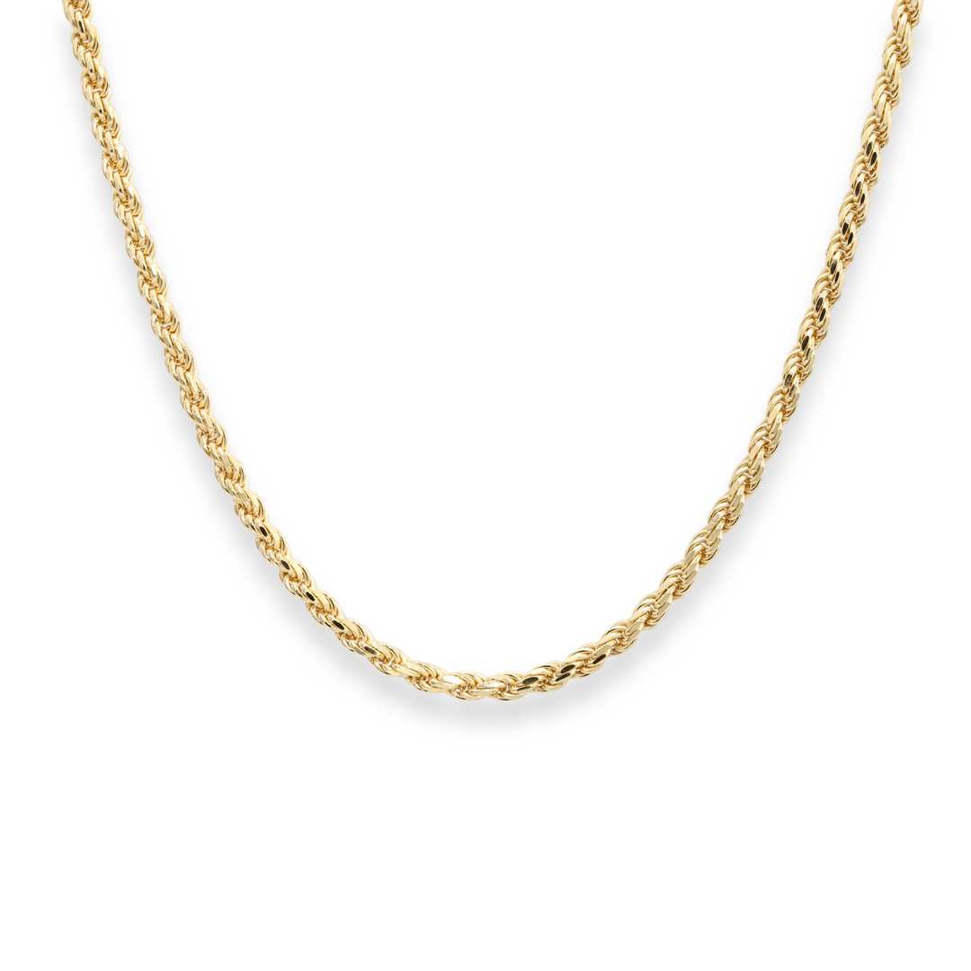 Lightweight 14K Yellow Gold Rope Chain and Bracelet