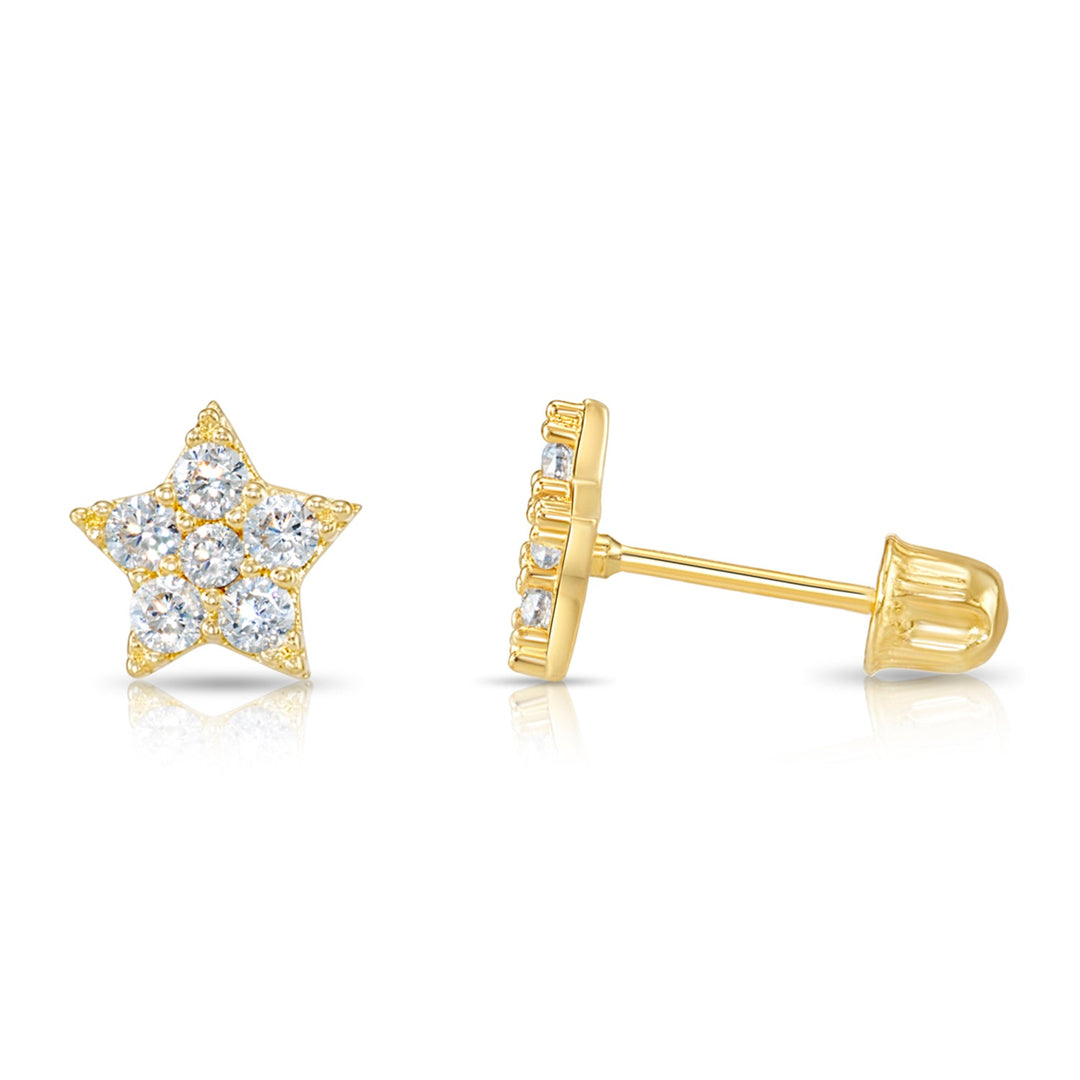 14k Gold Cubic Zirconia Star Stud Earrings