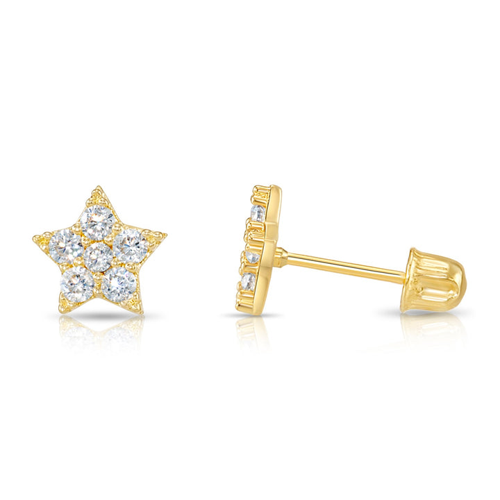 14k Gold Cubic Zirconia Star Stud Earrings