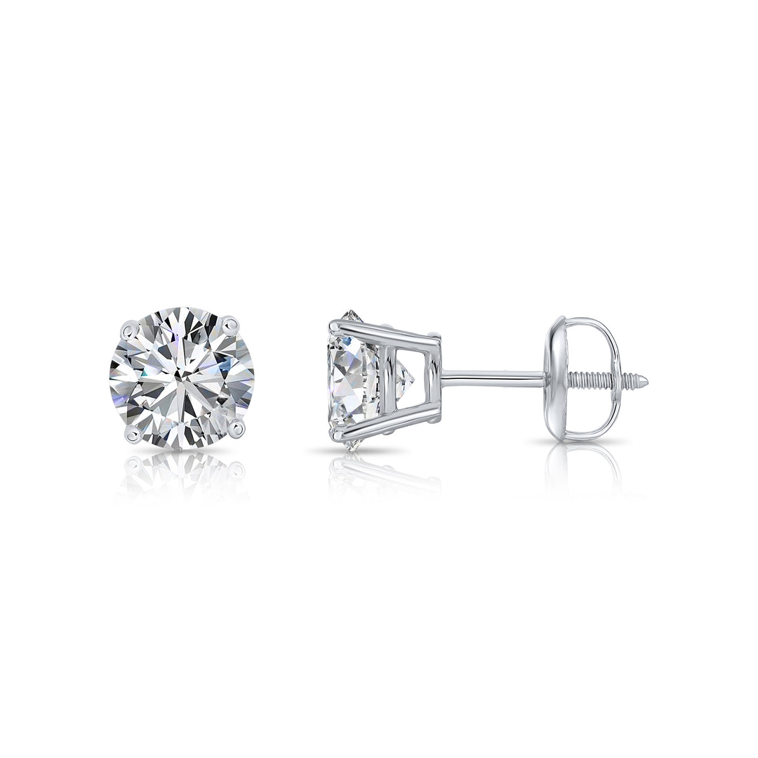 1.50 CTW IGI CERTIFIED - Lab Diamond Solitaire Stud Earrings in 14k White Gold - Screwback