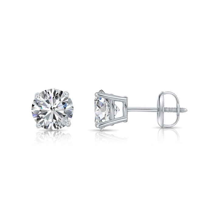 1.50 CTW IGI CERTIFIED - Lab Diamond Solitaire Stud Earrings in 14k White Gold - Screwback