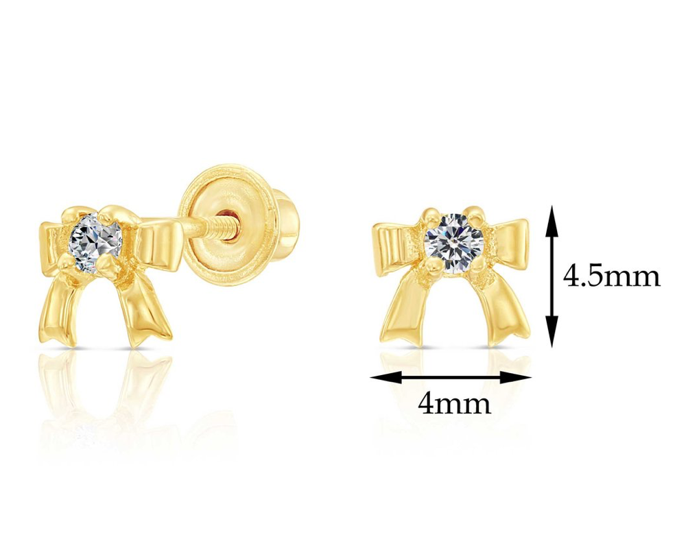 10k Yellow Gold Cubic Zirconia Bow Stud Earrings