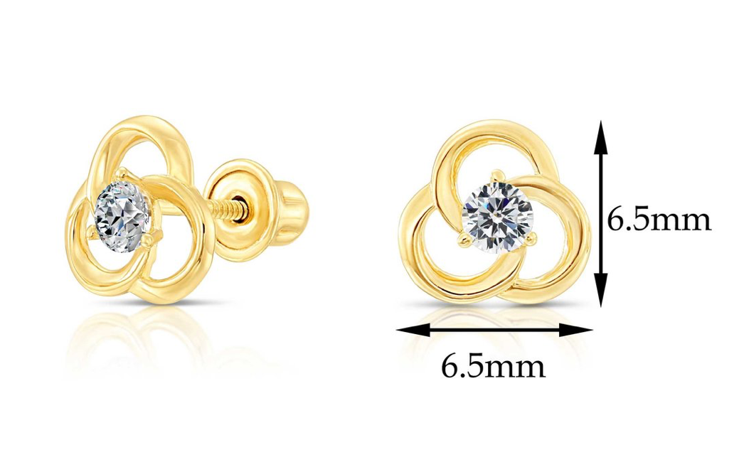 10k Yellow Gold Cubic Zirconia Flower Cubic Zirconia Stud Earrings
