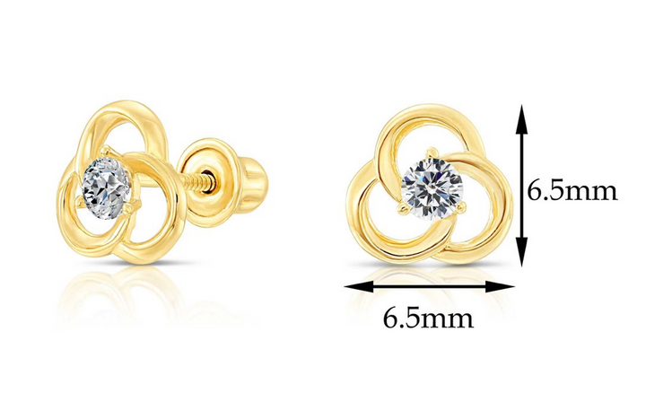 10k Yellow Gold Cubic Zirconia Flower Cubic Zirconia Stud Earrings