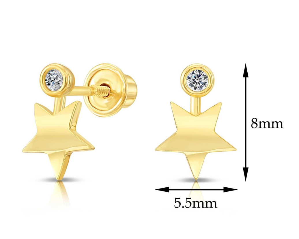 10k Yellow Gold Cubic Zirconia Star Stud Earrings