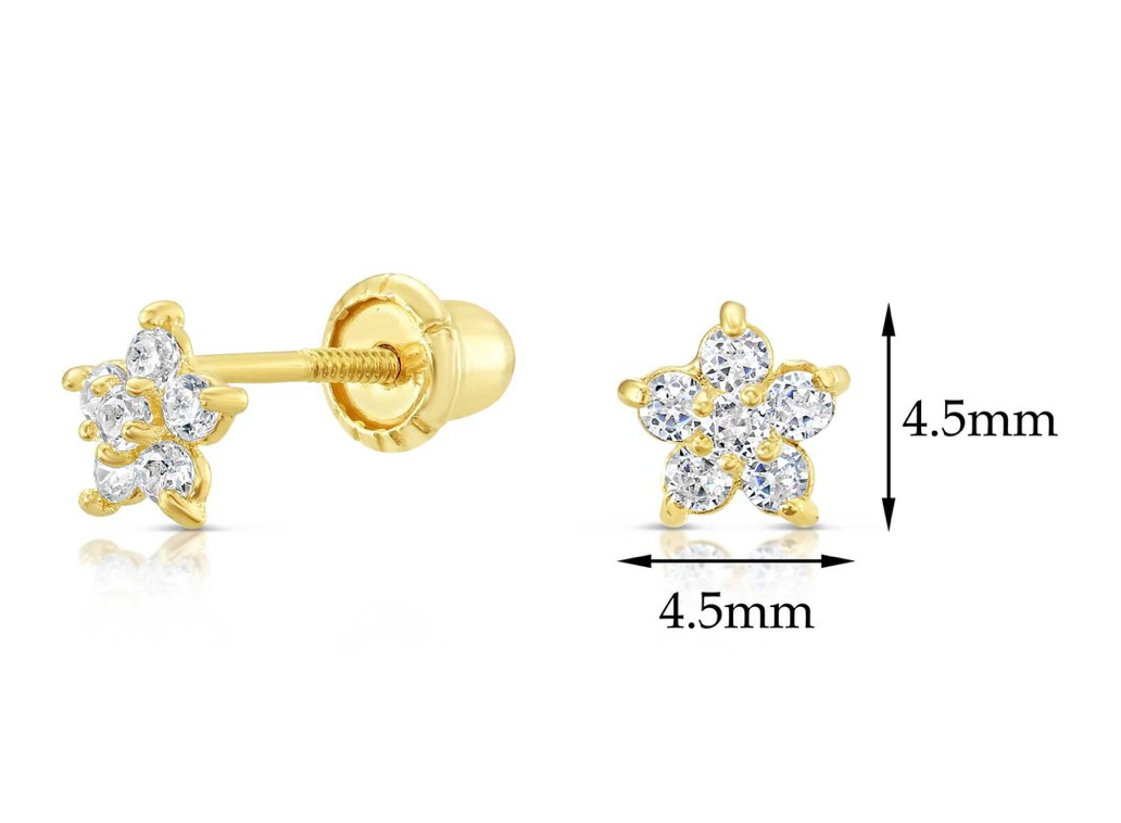 10k Yellow Gold Cubic Zirconia Flower Stud Earrings
