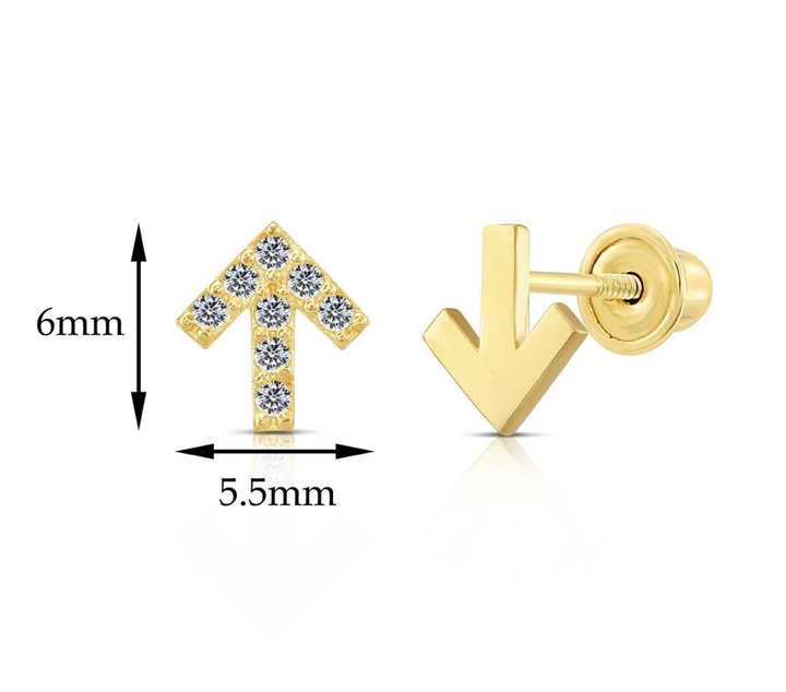 10k Yellow Gold Cubic Zirconia Arrow Stud Earrings