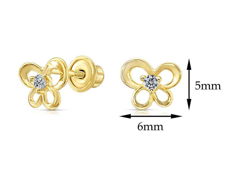 10k Yellow Gold Cubic Zirconia Butterfly Stud Earrings