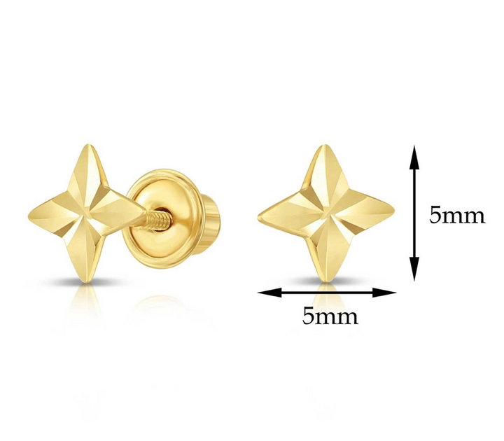10k Yellow Gold Shooting Star Stud Earrings