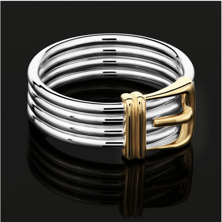 Sterling Silver Two-tone Buckle Style Ring