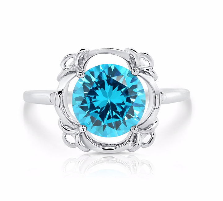 Sterling Silver Cubic Zirconia Large Center Birthstone Ring NYR9437