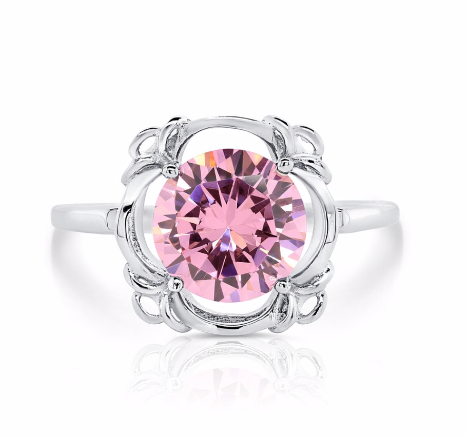 Sterling Silver Cubic Zirconia Large Center Birthstone Ring NYR9437