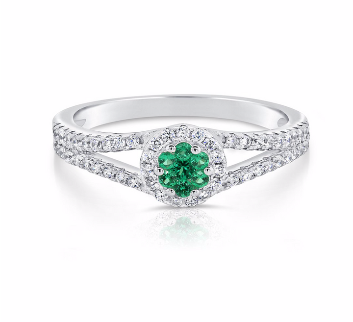 Sterling Silver Cubic Zirconia Halo Birthstone Ring