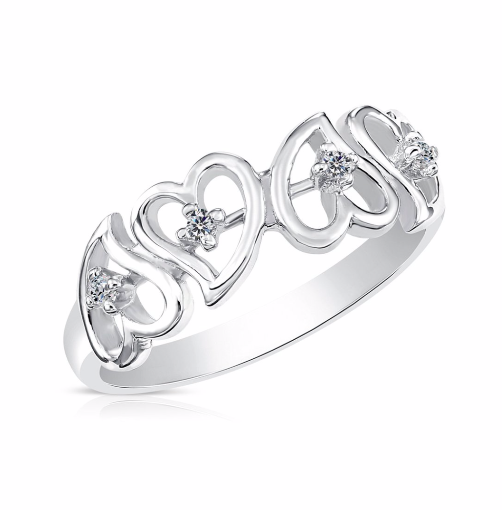 Sterling Silver Cubic Zirconia Heart Ring NYR9442