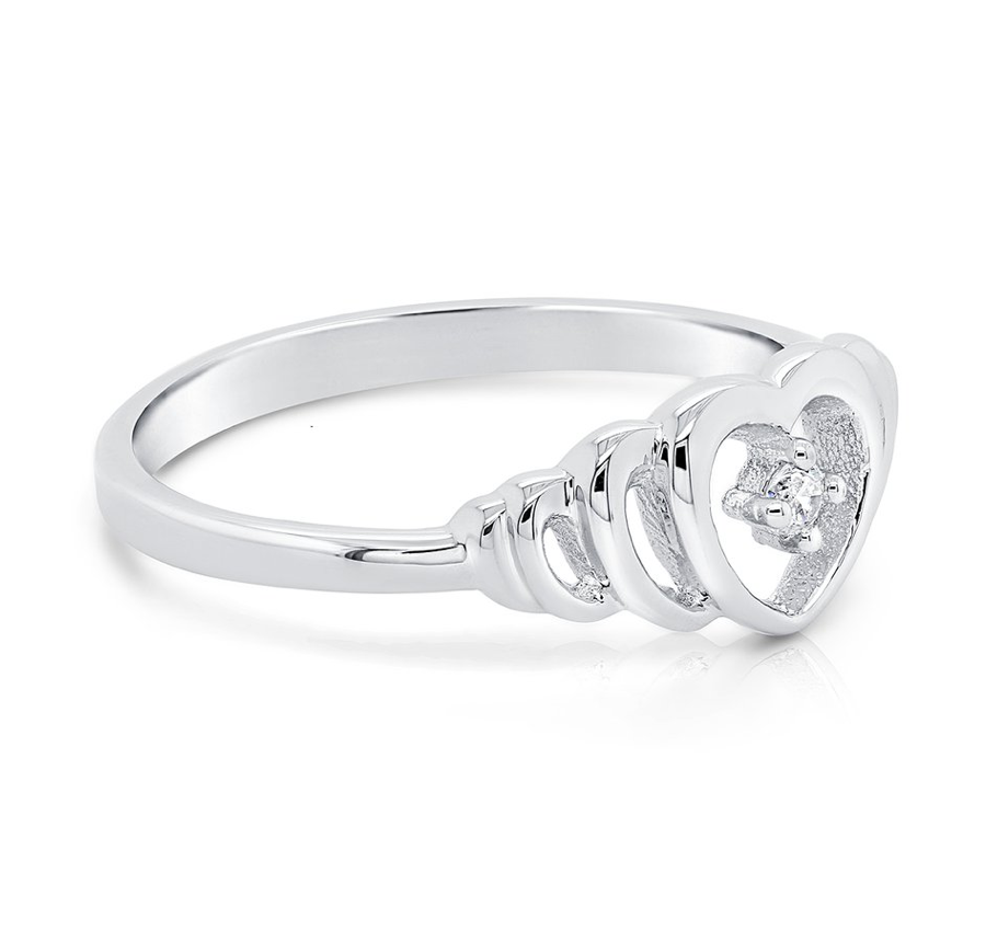Sterling Silver Cubic Zirconia Heart Ring