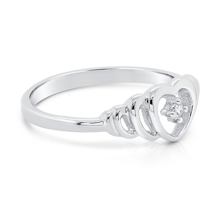 Sterling Silver Cubic Zirconia Heart Ring