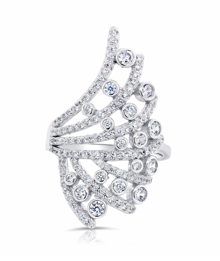 Sterling Silver Cubic Zirconia Cocktail Ring NY-R656