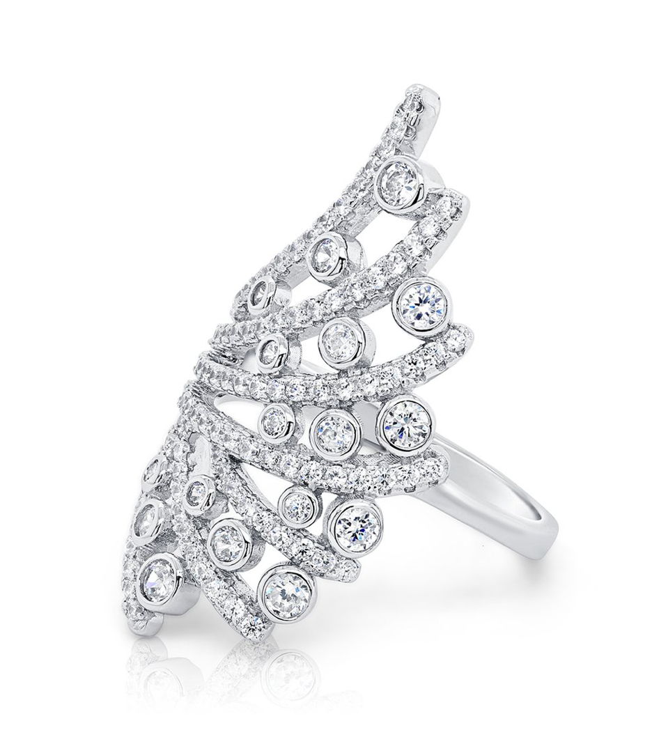 Sterling Silver Cubic Zirconia Cocktail Ring NY-R656