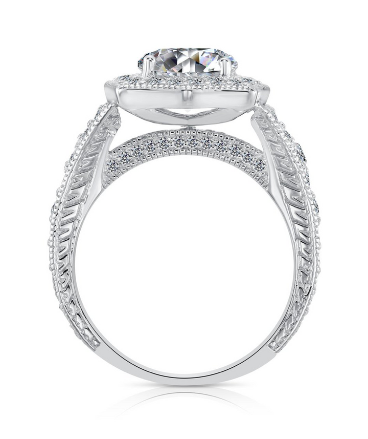 Sterling Silver Royal Square Cubic Zirconia Engagement Ring