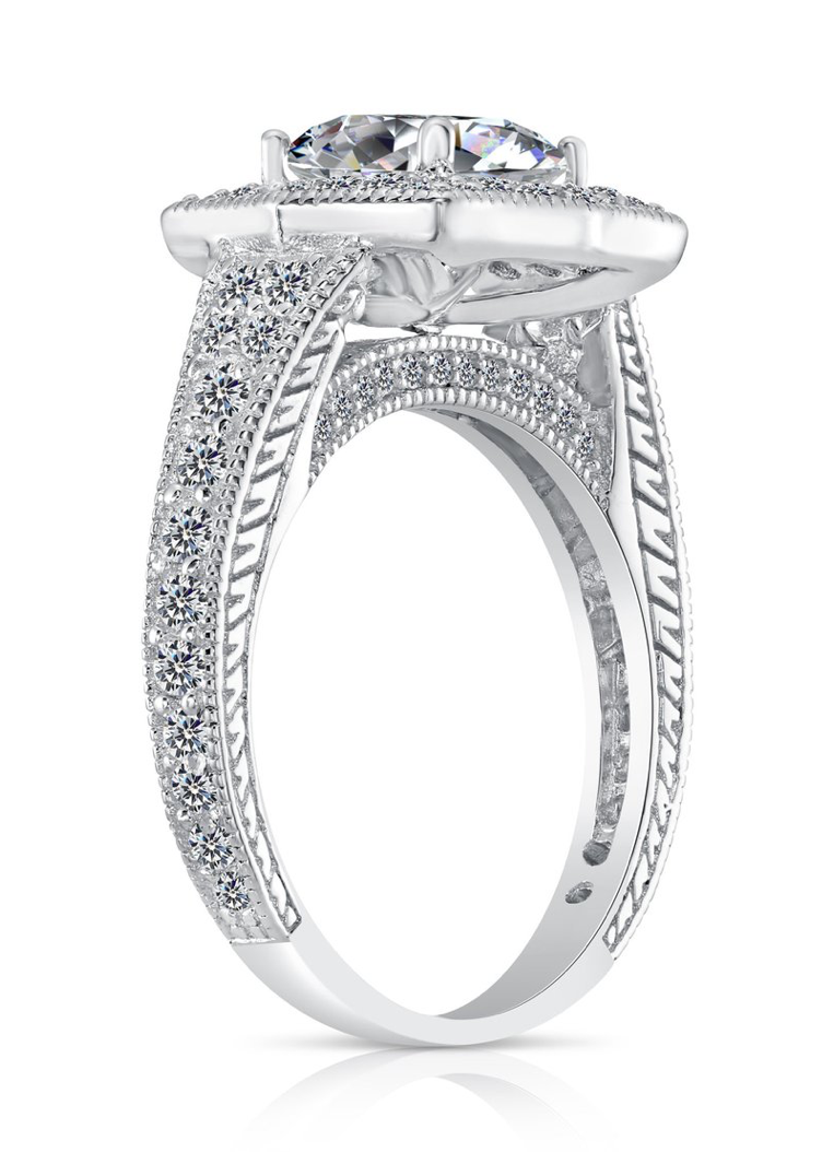 Sterling Silver Royal Square Cubic Zirconia Engagement Ring