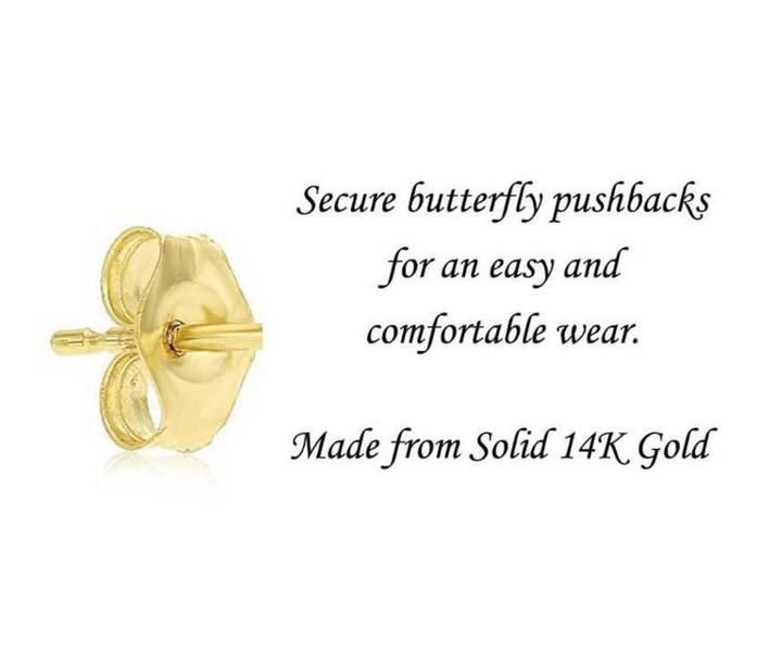 14k Yellow Gold Classic Cubic Zirconia Cubic Zirconia Stud Earrings with Pushbackings