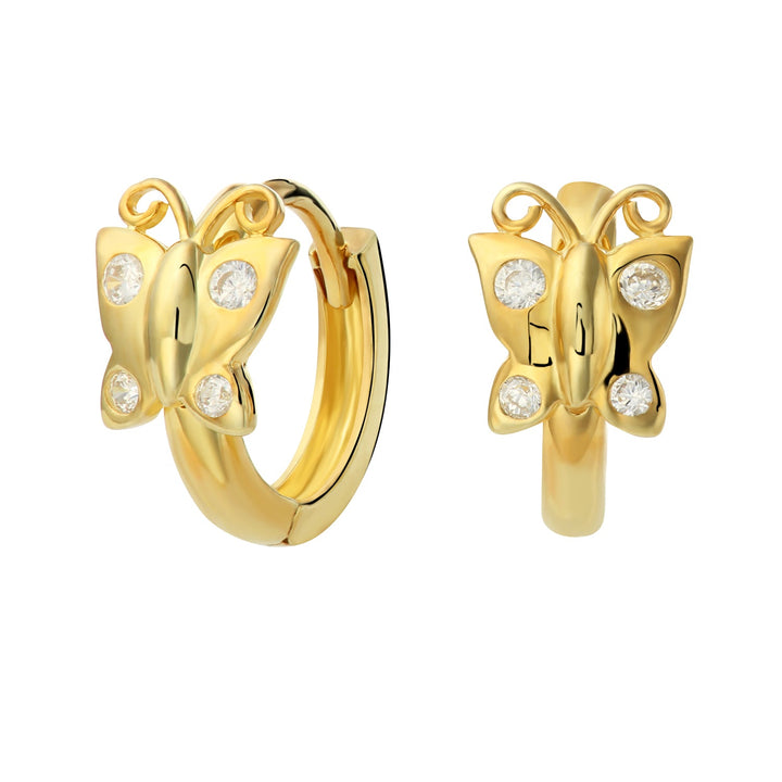 925 Sterling Silver Cubic Zirconia Butterfly Huggie Hoops Earrings