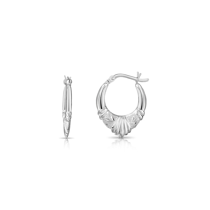 Satin Glitter Hoop Earrings in Sterling Silver