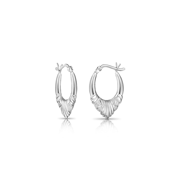 Satin Glitter Hoop Earrings in Sterling Silver