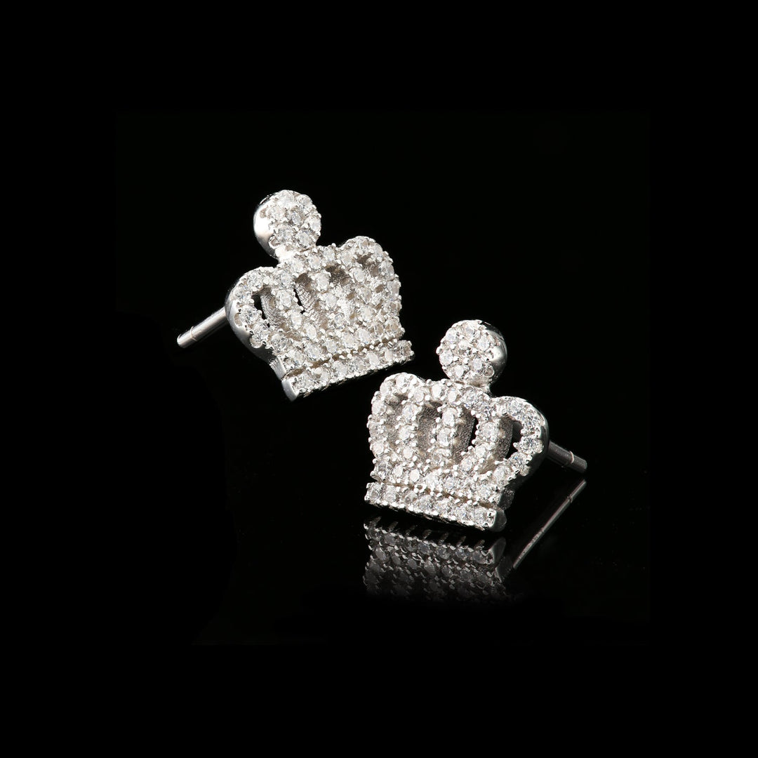 Sterling Silver Cubic Zirconia Crown Stud Earrings NYE1793