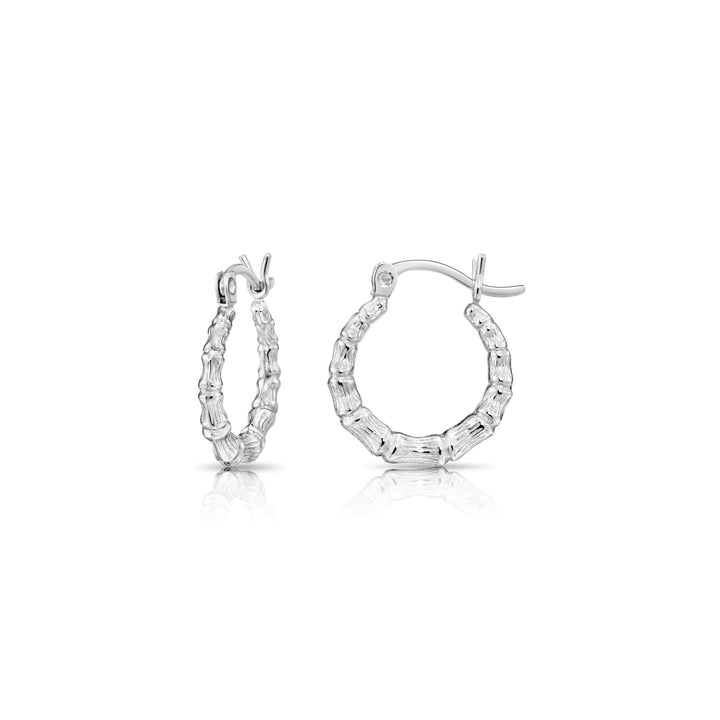 925 Sterling Silver Bamboo Accent Hoops - 16 MM