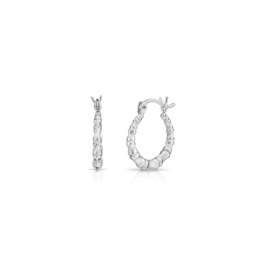 925 Sterling Silver Bamboo Accent Hoops - 16 MM